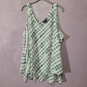 Lane Bryant Women's Plus Size 22‎ Layered Plaid V Neck Tank Top Camisole